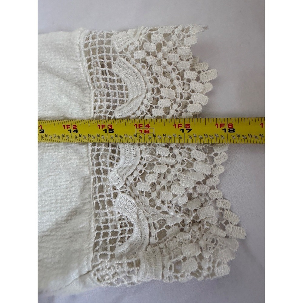 Thomas Olivia Plus‎ Size 1X Ivory Cream Lace Trim Boho Bell Sleeve Blouse Top - Picture 16 of 16